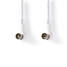 Koaksiaalikaapeli | IEC (Coax) Uros | IEC (Coax) Naaras | Niklattu | 75 Ohm | Tuplasuojattu | 1.50 m | Pyöreä | PVC | Valkoinen | Panta - Antennikaapelit - 5412810325443 - 2
