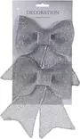 Koriste rusetti 12 cm hopea 2 kpl - Joulukoristeet ja -tekstiilit - 8719202715613 - 1