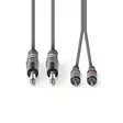 Stereoäänikaapeli | 2x 6.35 mm uros | 2x RCA uros | Niklattu | 1.50 m | Pyöreä | Tummanharmaa | Pahvikotelo - Audiokaapelit - 5412810295333 - 10
