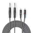 Stereoäänikaapeli | 2x 6.35 mm uros | 2x RCA uros | Niklattu | 1.50 m | Pyöreä | Tummanharmaa | Pahvikotelo - Audiokaapelit - 5412810295333 - 1