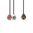 Stereoäänikaapeli | 2x RCA uros | RCA Naaras | Niklattu | 0.20 m | Pyöreä | Blister - Audiokaapelit - 5412810288243 - 10