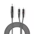 Stereoäänikaapeli | 3.5 mm uros | 2x RCA uros | Niklattu | 1.50 m | Pyöreä | Tummanharmaa | Pahvikotelo - Audiokaapelit - 5412810295203 - 1