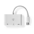 USB N Moniporttisovitin | 3-in-1 | USB 2.0 | USB-C Uros | USB-A Naaras / USB-C Naaras / 3.5 mm naaras | 480 Mbps | 0.10 m | Pyöreä | Niklattu | PVC | Valkoinen | Laatikko - Tietokone ja verkko - 5412810415953 - 30