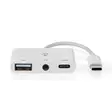 USB N Moniporttisovitin | 3-in-1 | USB 2.0 | USB-C Uros | USB-A Naaras / USB-C Naaras / 3.5 mm naaras | 480 Mbps | 0.10 m | Pyöreä | Niklattu | PVC | Valkoinen | Laatikko - Tietokone ja verkko - 5412810415953 - 10