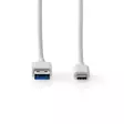 USB kaapeli | USB 3.2 Gen 1 | USB-A Uros | USB-C Uros | 60 W | 5 Gbps | Niklattu | 1.00 m | Pyöreä | PVC | Valkoinen | Laatikko - Tietokone ja verkko - 5412810401383 - 10