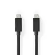 USB kaapeli | USB 3.2 Gen 2 | USB-C Uros | USB-C Uros | 100 W | 4K@60Hz | 20 Gbps | Niklattu | 1.00 m | Pyöreä | PVC | Musta | Laatikko - Tietokone ja verkko - 5412810422043 - 1