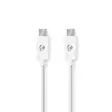 USB kaapeli | USB 2.0 | USB-C Uros | USB-C Uros | 60 W | 480 Mbps | Niklattu | 1.00 m | Pyöreä | PVC | Valkoinen | Label - Tietokone ja verkko - 5412810481163 - 1