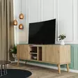 Boheemi TV-taso, 150x52x34 cm, Tammi, 100% Melamiinipinnoitettu Lastulevy, Useita Hyllyjä, Kiinnitettävissä Seinäkiinnitys - TV-tasot - 8683743041893 - 3