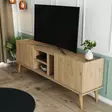 Boheemi TV-taso, 150x52x34 cm, Tammi, 100% Melamiinipinnoitettu Lastulevy, Useita Hyllyjä, Kiinnitettävissä Seinäkiinnitys - TV-tasot - 8683743041893 - 5