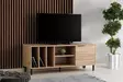 Teollinen TV-taso, 140x55x40 cm, Tammi, 100% Melamiinipinnoitettu, Metallijalat, Useita Hyllyjä, Kestävä ja Tyylikäs - TV-tasot - 8683342427333 - 2
