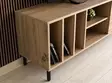Teollinen TV-taso, 140x55x40 cm, Tammi, 100% Melamiinipinnoitettu, Metallijalat, Useita Hyllyjä, Kestävä ja Tyylikäs - TV-tasot - 8683342427333 - 3