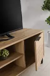 Teollinen TV-taso, 140x55x40 cm, Tammi, 100% Melamiinipinnoitettu, Metallijalat, Useita Hyllyjä, Kestävä ja Tyylikäs - TV-tasot - 8683342427333 - 4