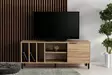 Teollinen TV-taso, 140x55x40 cm, Tammi, 100% Melamiinipinnoitettu, Metallijalat, Useita Hyllyjä, Kestävä ja Tyylikäs - TV-tasot - 8683342427333 - 1