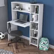 Opiskelupöytä, valkoinen, 113,2 cm leveä, kestävä, tilava - Työpöydät - 8683342594073 - 1