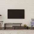 Moderni TV-taso, Musta Antrasiitti, 120x45x30 cm, 100% Melamiinipinnoitettu, Metallijalat, Useita Hyllyjä, Seinään Kiinnitettävä - TV-tasot - 8681875665413 - 1