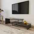 Moderni TV-taso, Musta Antrasiitti, 120x45x30 cm, 100% Melamiinipinnoitettu, Metallijalat, Useita Hyllyjä, Seinään Kiinnitettävä - TV-tasot - 8681875665413 - 2