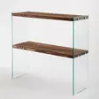 Walnut-värinen Lipasto - 100% Mäntyä, Karkaistu Lasi, 90x80x30 cm, Useita Hyllyjä, Seinään Kiinnitettävä - Lipastot ja senkit - 8683342512343 - 3