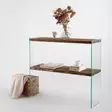 Walnut-värinen Lipasto - 100% Mäntyä, Karkaistu Lasi, 90x80x30 cm, Useita Hyllyjä, Seinään Kiinnitettävä - Lipastot ja senkit - 8683342512343 - 1