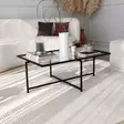 Musta sohvapöytä - 100% Karkaistu Lasi, Metallijalat, Sähköstaattinen Maalaus, 94x35x64 cm, Tarnish Resistent - Sohvapöydät - 8683342949583 - 4