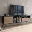 TV-taso, musta pähkinäpuu, 180 cm leveä, kestävä, runsaasti säilytystilaa - TV-tasot - 8681875670493 - 1