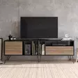 TV-taso, musta pähkinäpuu, 180 cm leveä, kestävä, runsaasti säilytystilaa - TV-tasot - 8681875670493 - 2