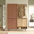 Hall Standi - Tyylikäs ja Kestävä Säilytysratkaisu, 100% Melamiinipinnoitettu, 147,4x195,6x35,5 cm, Tammi-Punainen - Eteiskaapit - 8684283262793 - 2