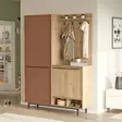 Hall Standi - Tyylikäs ja Kestävä Säilytysratkaisu, 100% Melamiinipinnoitettu, 147,4x195,6x35,5 cm, Tammi-Punainen - Eteiskaapit - 8684283262793 - 3