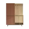 Hall Standi - Tyylikäs ja Kestävä Säilytysratkaisu, 100% Melamiinipinnoitettu, 147,4x195,6x35,5 cm, Tammi-Punainen - Eteiskaapit - 8684283262793 - 1