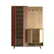 Hall Standi - Tyylikäs ja Kestävä Säilytysratkaisu, 100% Melamiinipinnoitettu, 147,4x195,6x35,5 cm, Tammi-Punainen - Eteiskaapit - 8684283262793 - 5