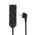 Jatkojohto | Maadoitettu virtaliitin / Tyyppi F (CEE 7/7) | 3-suuntainen | 3.00 m | 3680 W | 16 A | Maadoituksen tyyppi: Sivukontaktit | 230 V AC 50/60 Hz | Pistokannan kulma: 45 ° | H05VV-F 3G1.5mm² | Musta - Jatkojohdot - 5412810465873 - 30