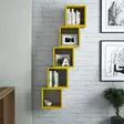 Keltainen Boheemi Seinä Hylly 100% Melamiini 18mm 30x24x30cm 5-osainen Helppo Asennus Värikäs Sisustus - Seinähyllyt - 8681875207613 - 3