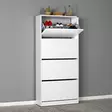 Kenkäkaappi Valkoinen 100% Melamiinipinnoitettu Lastulevy 73x157x26 cm 4 Vetolaatikkoa Seinäkiinnitys - Kenkäkaapit - 8682870658233 - 3