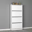 Kenkäkaappi Valkoinen 100% Melamiinipinnoitettu Lastulevy 73x157x26 cm 4 Vetolaatikkoa Seinäkiinnitys - Kenkäkaapit - 8682870658233 - 2