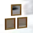 Kolmen Kappaleen Peilisetti - Kultainen MDF Kehys - Ekologinen Flotal-E Peili - 40x40x3 cm - Helppo Asennus - Peilit - 8683743822713 - 5