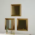 Kolmen Kappaleen Peilisetti - Kultainen MDF Kehys - Ekologinen Flotal-E Peili - 40x40x3 cm - Helppo Asennus - Peilit - 8683743822713 - 4