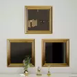 Kolmen Kappaleen Peilisetti - Kultainen MDF Kehys - Ekologinen Flotal-E Peili - 40x40x3 cm - Helppo Asennus - Peilit - 8683743822713 - 3