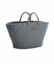 Koristeellinen Laukku - 100% Puuvillaa, Käsintehty, Laadukas, Tummansininen ja Kermanvärinen, Korkeus 30 cm - Säilytyslaatikot ja korit - 8683743770403 - 4