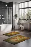 Kylpyhuonematto 2-osainen Setti - Monivärinen, 100% Polyesteri, Konepestävä, Liukumaton, Antibakteerinen, 40x60cm & 60x100cm - Kylpyhuonematot ja kosteantilan matot - 8684283196463 - 2