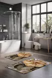 Kylpyhuonematto 2-osainen Setti, Monivärinen, 100% Polyesteri, 7mm Nukka, 600gr/m², Koko 40x60cm ja 60x100cm - Kylpyhuonematot ja kosteantilan matot - 8684283196623 - 2