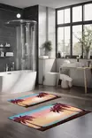 Kylpyhuonematto Setti 2-osainen, Monivärinen, 100% Polyesteri, 7mm Nukka, 600gr/m², Koko 40x60cm ja 60x100cm - Kylpyhuonematot ja kosteantilan matot - 8684283194773 - 2