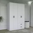 Matta Valkoinen Vaatekaappi - 120x180x45 cm - 100% Melamiinipinnoitettu Lastulevy - Helppo Koota - 4 Pakettia - Vaatekaapit - 8684282617723 - 4