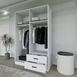 Matta Valkoinen Vaatekaappi - 120x180x45 cm - 100% Melamiinipinnoitettu Lastulevy - Helppo Koota - 4 Pakettia - Vaatekaapit - 8684282617723 - 6
