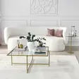 Moderni Glamour Sohvapöytä - Kulta - 100% Karkaistu Lasi - Metallijalat - 85x35x85 cm - Tahrankestävä - Yksi Paketti - Sohvapöydät - 8683342949613 - 7