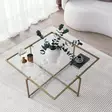 Moderni Glamour Sohvapöytä - Kulta - 100% Karkaistu Lasi - Metallijalat - 85x35x85 cm - Tahrankestävä - Yksi Paketti - Sohvapöydät - 8683342949613 - 10