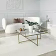 Moderni Glamour Sohvapöytä - Kulta - 100% Karkaistu Lasi - Metallijalat - 85x35x85 cm - Tahrankestävä - Yksi Paketti - Sohvapöydät - 8683342949613 - 4