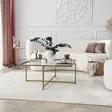 Moderni Glamour Sohvapöytä - Kulta - 100% Karkaistu Lasi - Metallijalat - 85x35x85 cm - Tahrankestävä - Yksi Paketti - Sohvapöydät - 8683342949613 - 3