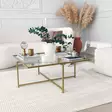 Moderni Glamour Sohvapöytä - Kulta - 100% Karkaistu Lasi - Metallijalat - 85x35x85 cm - Tahrankestävä - Yksi Paketti - Sohvapöydät - 8683342949613 - 8