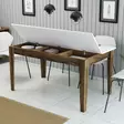 Moderni Ruokapöytä - 145x75x88 cm, Pähkinä Valkoinen, 100% Melamiinipinnoitettu, Suntalam Jalat, Säilytystila 42,9x9 cm - Ruokapöydät - 8683743327263 - 4