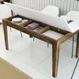 Moderni Ruokapöytä - 145x75x88 cm, Pähkinä Valkoinen, 100% Melamiinipinnoitettu, Suntalam Jalat, Säilytystila 42,9x9 cm - Ruokapöydät - 8683743327263 - 5
