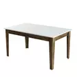 Moderni Ruokapöytä - 145x75x88 cm, Pähkinä Valkoinen, 100% Melamiinipinnoitettu, Suntalam Jalat, Säilytystila 42,9x9 cm - Ruokapöydät - 8683743327263 - 1